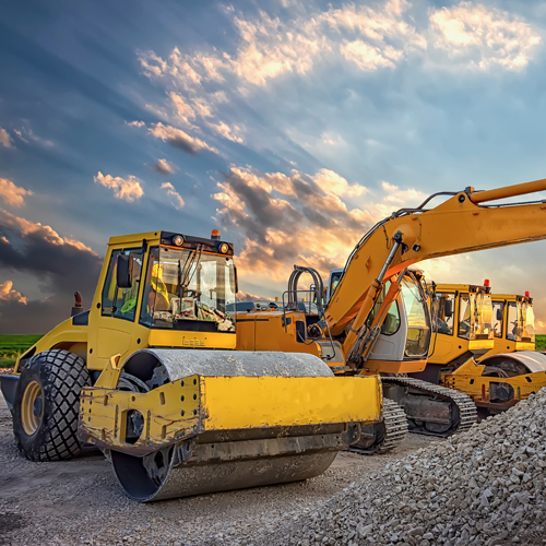 construction equipment under suset