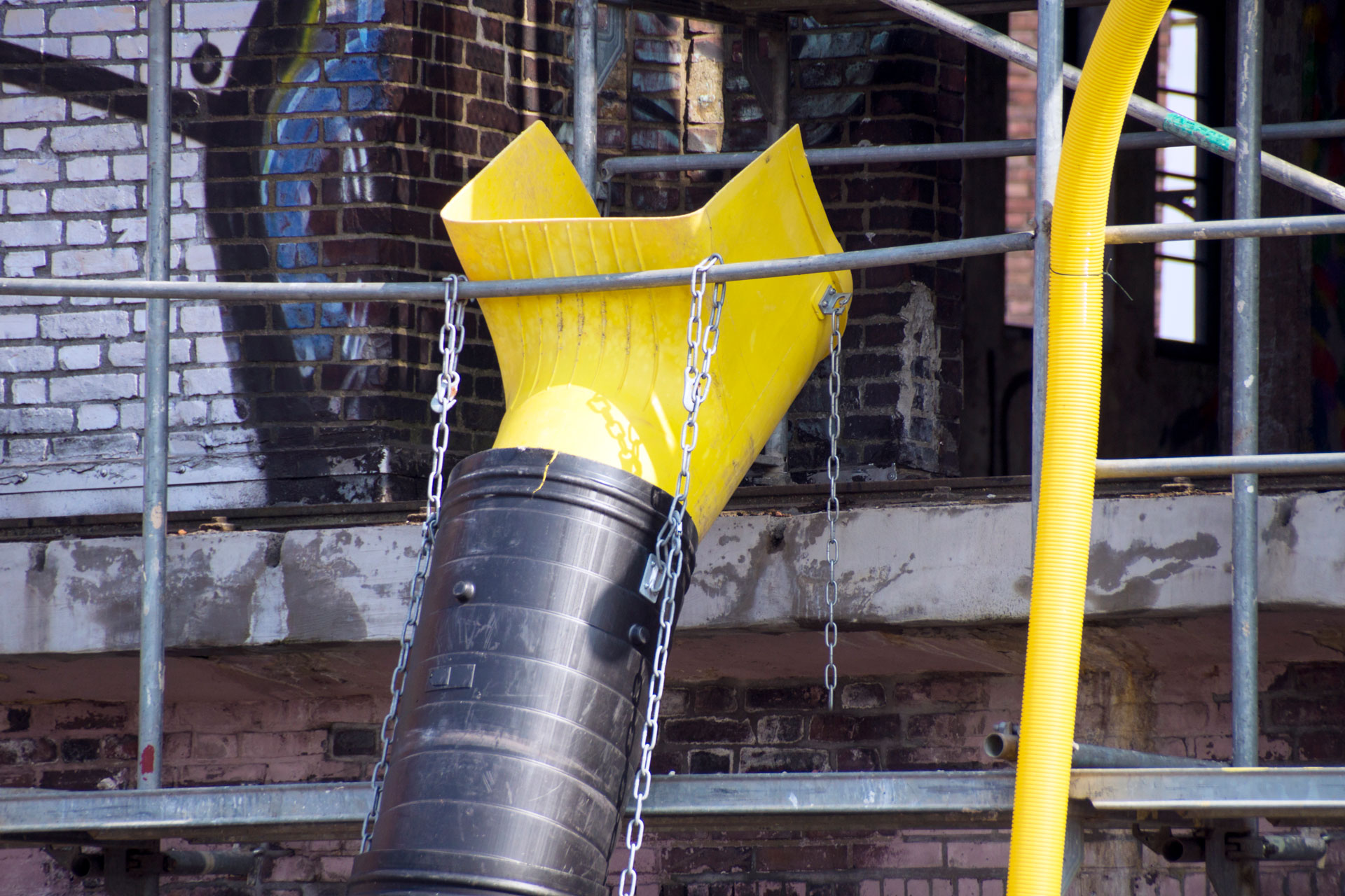 Urban scenery of a construction waste chute